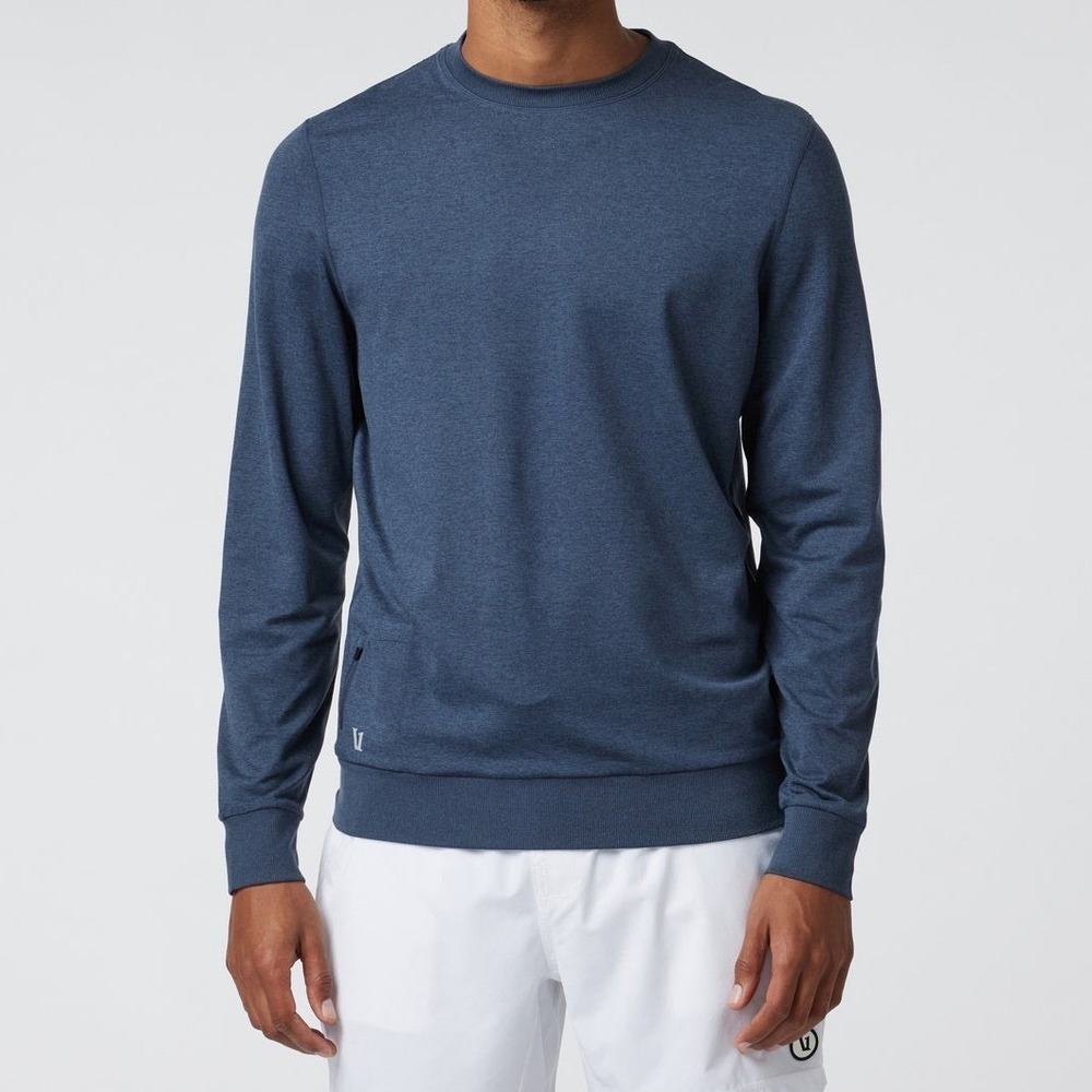 Vuori x Peloton Ponto Performance Crew Azure Heather Blue Sweatshirt Mens Large